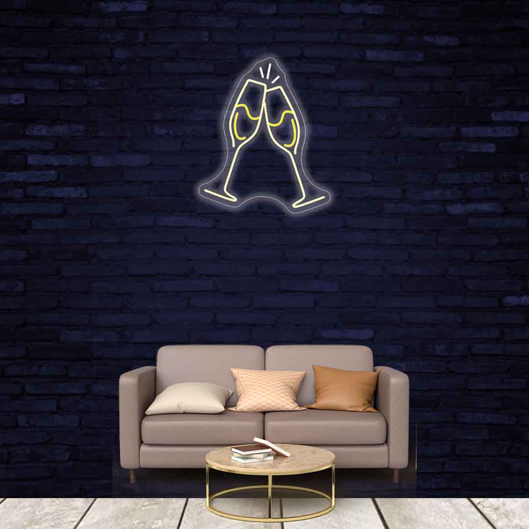 Champagne Glasses - LED Neon Sign - Cue Signs