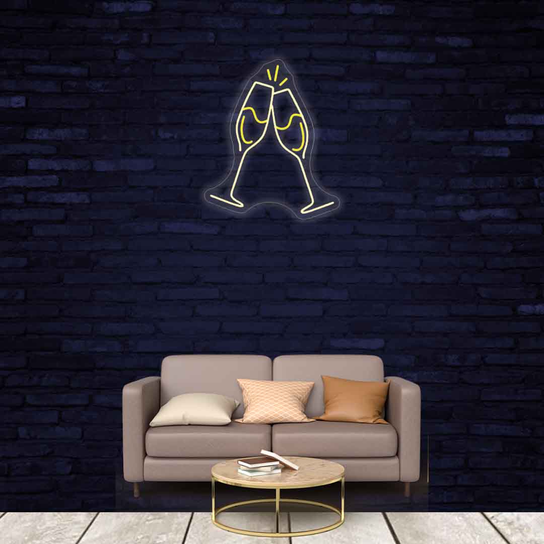 Champagne Glasses - LED Neon Sign - Cue Signs